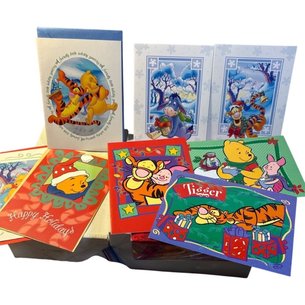 Winnie The Pooh Holiday Greeting Cards Set Disney Cleo Set of 32 with Envelopes
